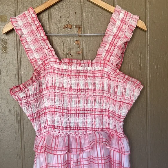 English Factory plaid ruffle midi dress in red - Picture 5 of 10